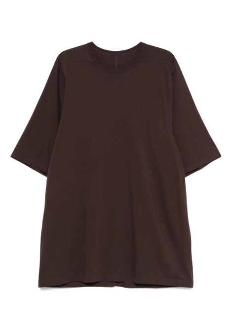 T-shirt a maniche corte con scollo rotondo in marrone Rick owens - uomo